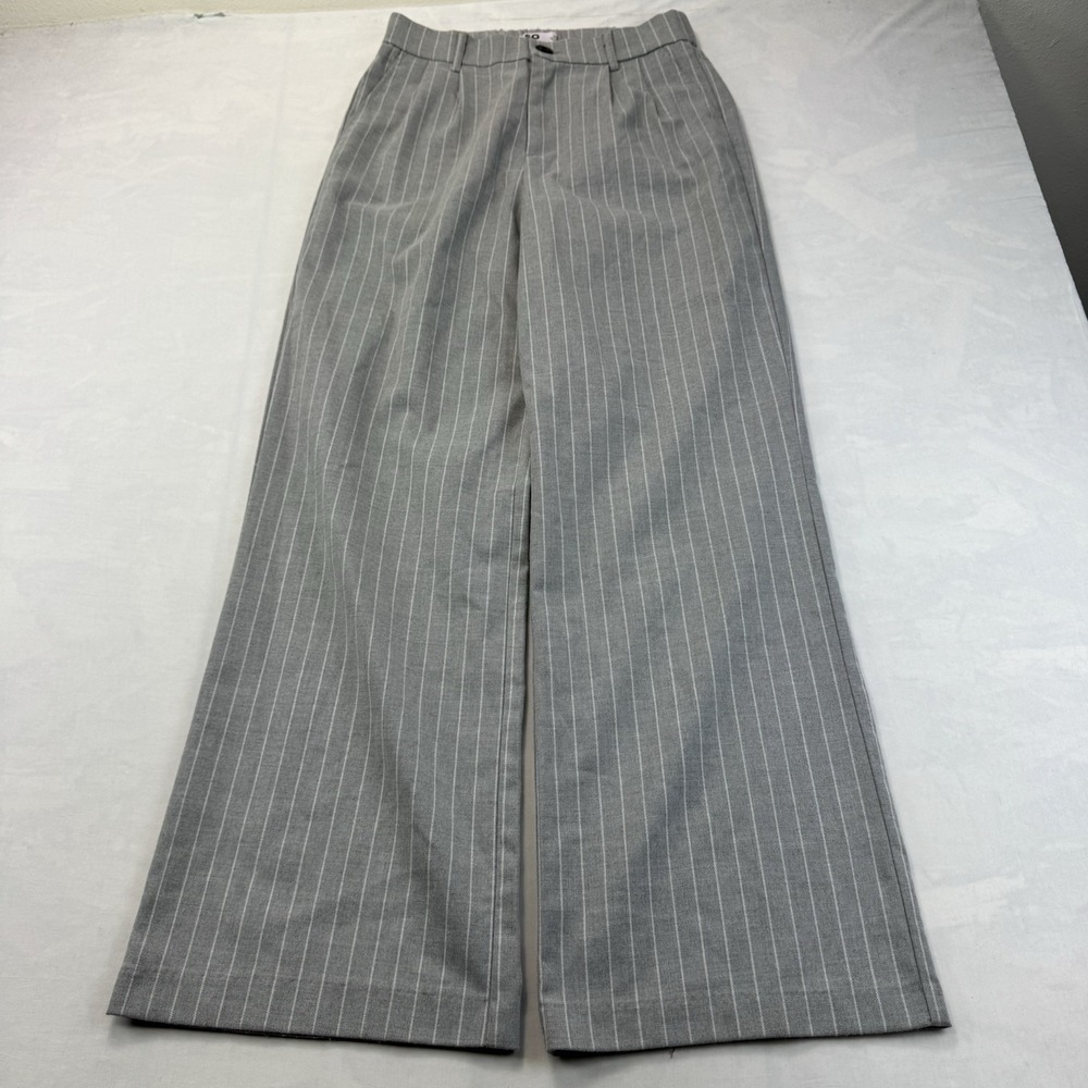 SO Womens Pants Size M Gray Pinstripe Wide Leg Trouser Career Dress
